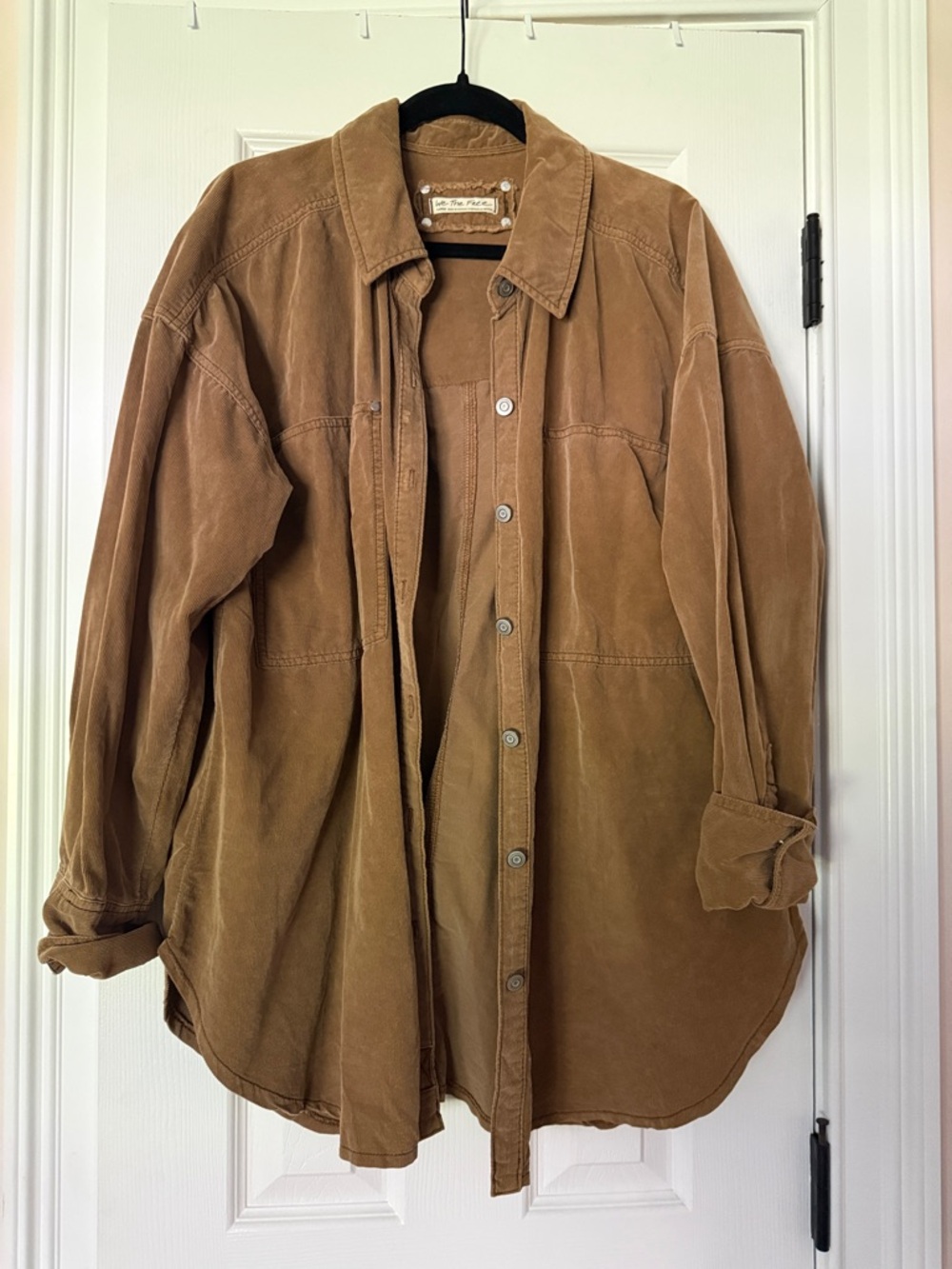We The Free Oversized Corduroy Shacket in Camel Brown